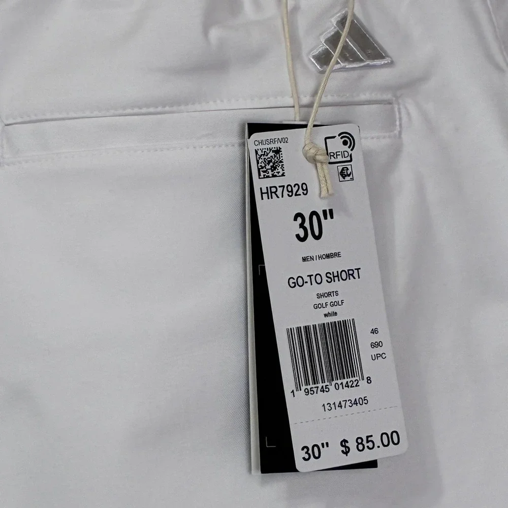 Adidas Go To golf shorts New Mens 30 White Elastic back Pockets Preppy Active